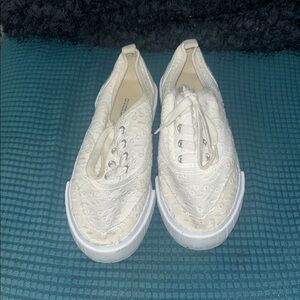 H&M White/Cream Lace Sneakers Casual Style